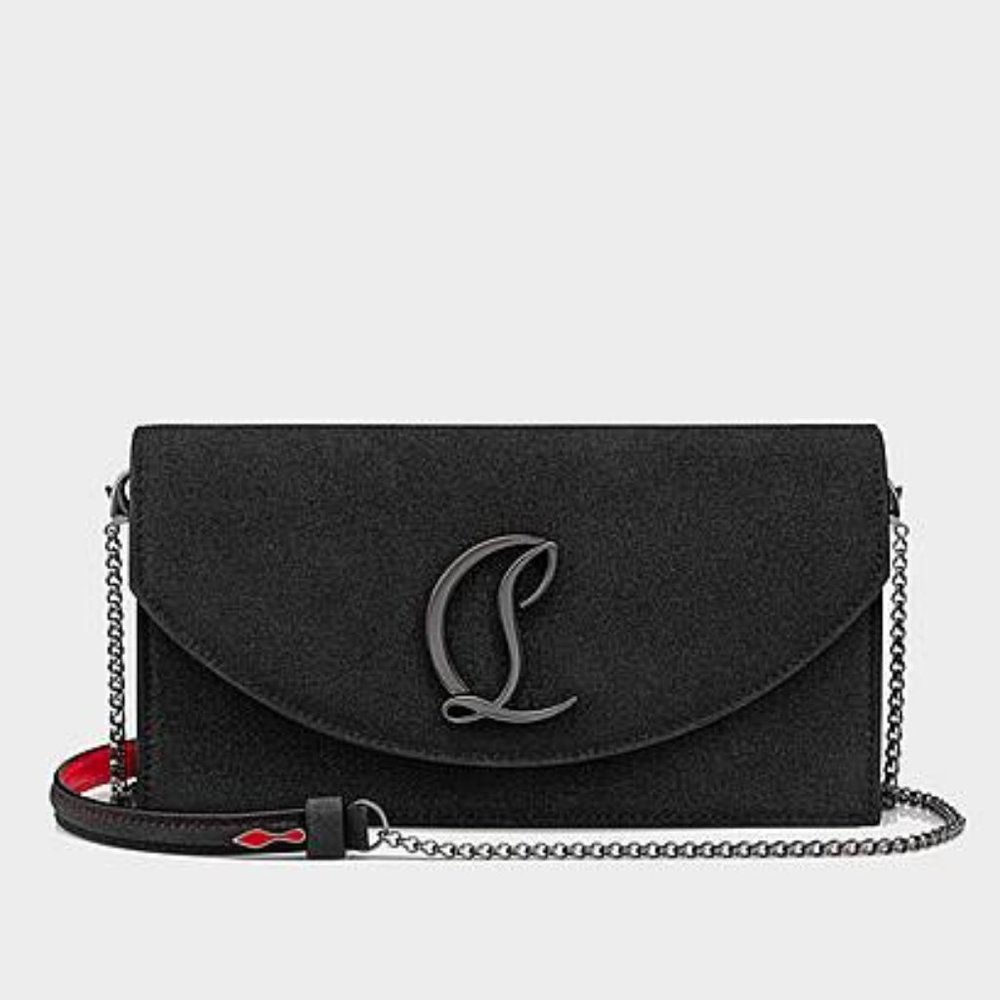 Christian Louboutin LOUBI54 CL Glitter Shoulder Crossbody Clutch Bag